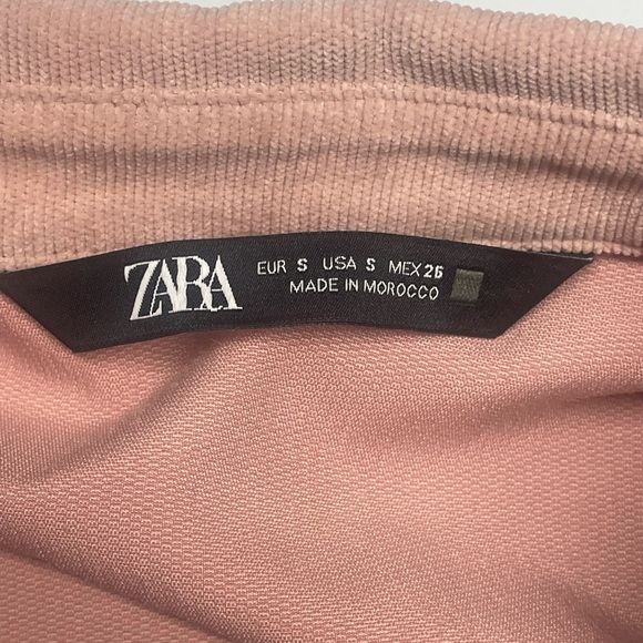 ZARA Pink Corduroy Babydoll Dress Size Small Tiered Casual Summer Spring Boho - Picture 8 of 10